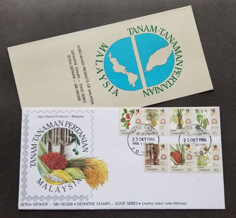 Malaysia Definitive Agro Based 1986 Johor Crop Fruit (FDC *concordance PMK *rare