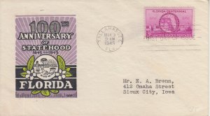 1945 Florida Centennial  (Scott 927) Ioor FDC