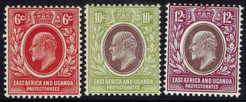 EAST AFRICA & UGANDA 1907 KEVII 6C 10C AND 12C