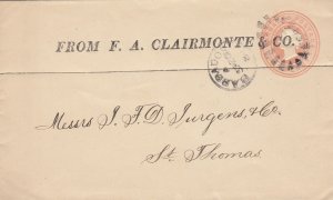 Barbados - Sep 20, 1881 Stationary Cover to St. Thomas, BWI