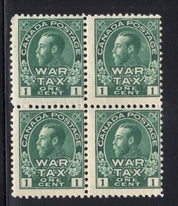 Canada 1915 GV 1c War Tax Block of 4 Mint #MR1