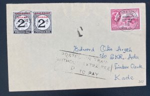 1958 Ghana Gold Coast Postage Due Cover To Kade