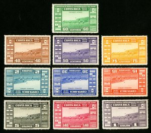 Costa Rica Stamps # C57-66 XF OG NH Catalog Value $190.00