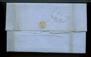 NICE large 3 HAMILTON to Toronto CHANGLING b/s 1856 SFL STAMPLESS cover Canada