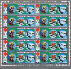 Olympic Winter Games Downhill Ski Sport Sov. Sheet of 10 Stamps MNH 