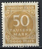 Germany; 1923: Sc. # 239: Mint Gumless Gum Single Stamp