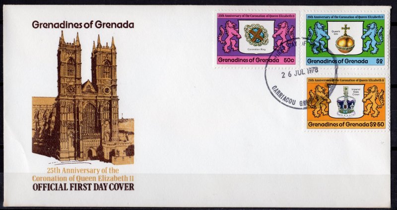 Grenada Grenadines 1978 Sc#270/272 ORB-IMPERIAL STATE CROWN SET (3) FDC