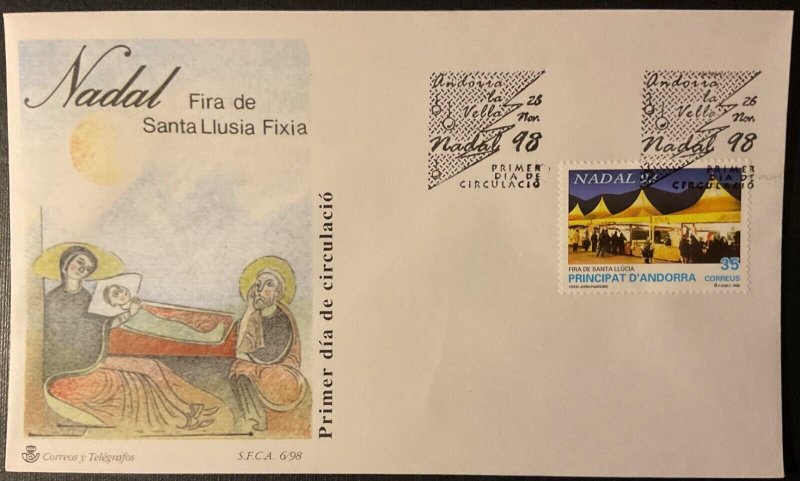 SPANISH ANDORRA. 1997/1998 Lot of 4 First Day Envelopes. NEW-