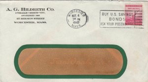 U.S. A. G. HILDRETH Co. Mass. Shirts,Overalls,Etc 1942 Slogan Stamp Cover  47470