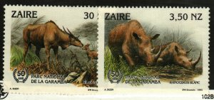 Zaire #1403, 1406 used Elan, Rhinoceros