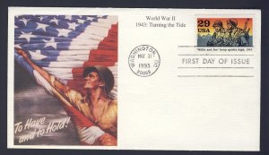 USA POSTAL HISTORY - 1993 - WWII 1943 Turning The Tide - FDC cover