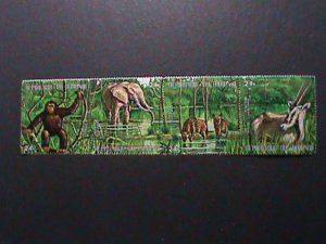 BURUNDI-1975-SC#C228 WILD ANIMALS -CTO STRIP VERY FINE  WE SHIP TO WORLD WIDE