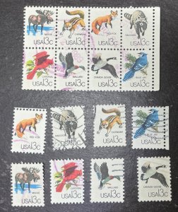 USA ?? USED #1757, 1757a-h  *1978* Se-tenant set & block of 8 Set #1