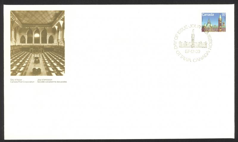 Canada Sc# 1163 FDC single 1987 12.30 Parliament Buildings