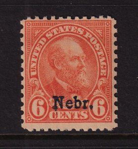 1929 Garfield Sc 675 6c orange NEBRASKA overprint MNH single CV $70 (B