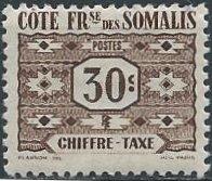 Somali Coast J40 (mh) 30c numeral, brown (1947)