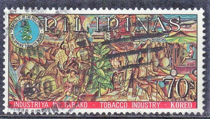 PHILIPPINES SCOTT# 995 **USED** 70s 1968  TOBACCO INDUSTRY SEE SCAN