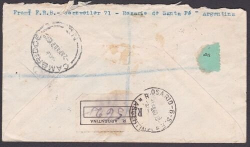 ARGENTINA 1940 Registered cover Rosario to New Zealand - great franking.....X223 