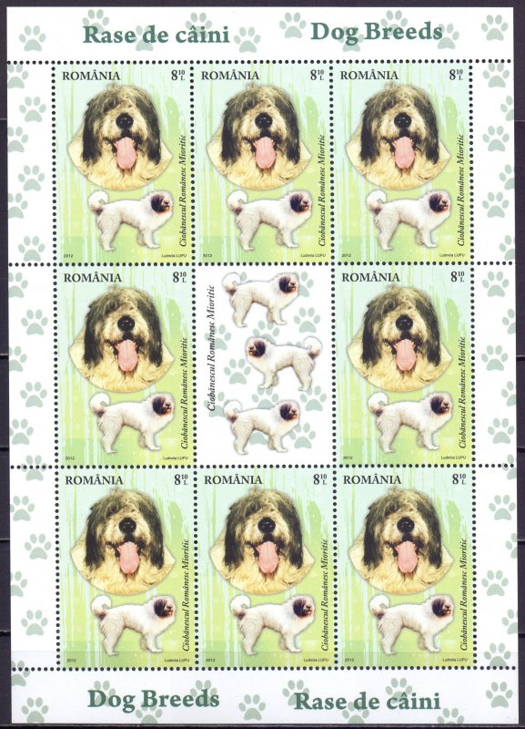 Romania. 2012. Small sheet 6640-43. Dogs. MNH.