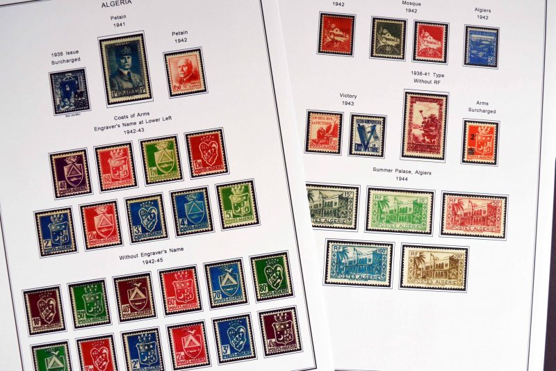 COLOR PRINTED FRENCH ALGERIA 1924-1958 STAMP ALBUM PAGES (29 illustrated pages)