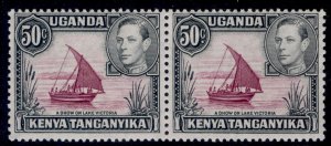 KENYA UGANDA TANGANYIKA GVI SG144eb, 50c PAIR with/without dot LH MINT. Cat £500