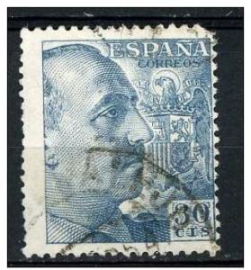  	 Spain 1939 - Scott 695 used - 30c, General Franco