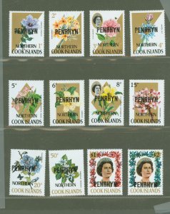 Penrhyn #35-46  Single (Complete Set) (Flowers) (Queen)