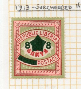 Liberia 1913 Early Issue Fine Mint Hinged 8c. Surcharged Optd NW-175052