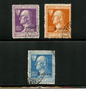 Eritrea #102-4 (E251) Comp 1927 O/P on Italy stamps, Used, F-VF, CV$116.00