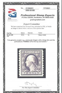 426 Mint,OG,HR... PSE Certificate... SCV $15.00