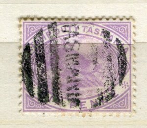 TASMANIA; 1880 classic early QV Revenue Platypus issue used 6d. value