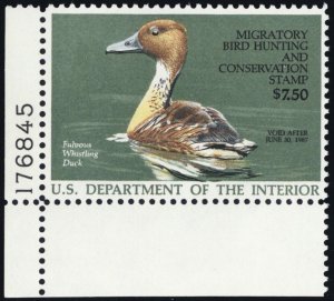 RW53, Mint VF NH $7.50 Federal Duck Stamp With PL#