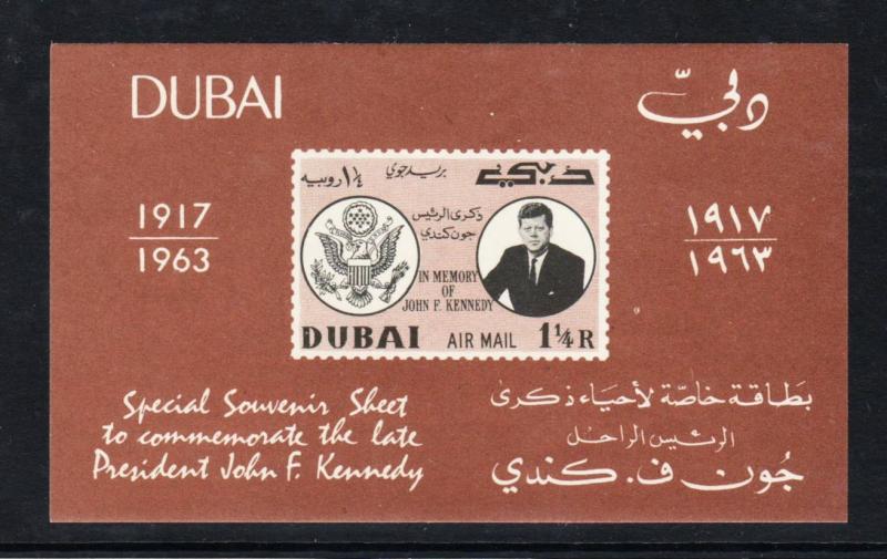 Dubai Kennedy Souvenir Sheet MNH  