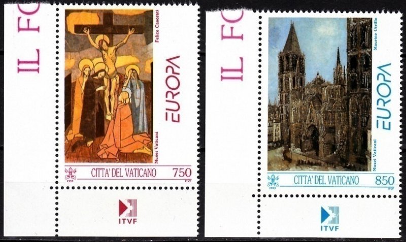 VATICAN 1993 EUROPA: Contemporary Art. Paintings Religion. LL CORNER, MNH