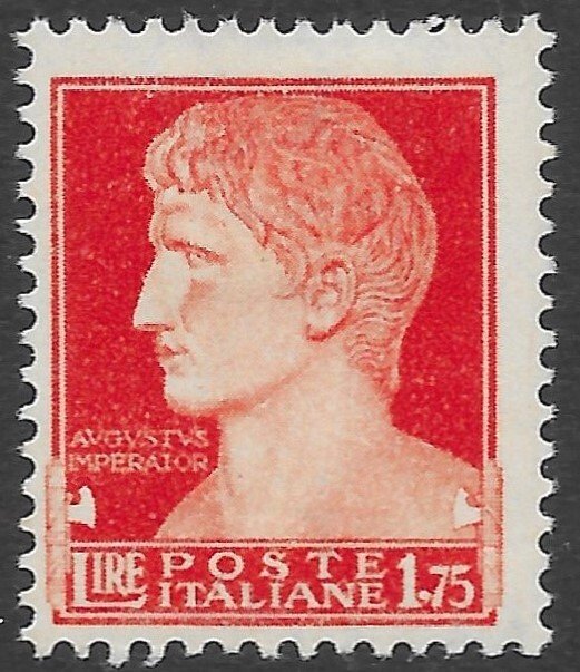 Italy 1.75L red orange Augustus Caeser issue of 1929, Scott 224 MH