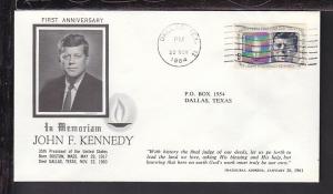 John F Kennedy Memorial 1964 Cover BIN 