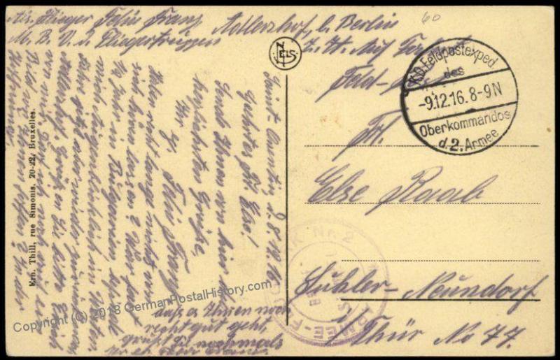 Germany WWI Air Force Armee Flugpark 2 Feldpost St Quentin PC Cover 68316