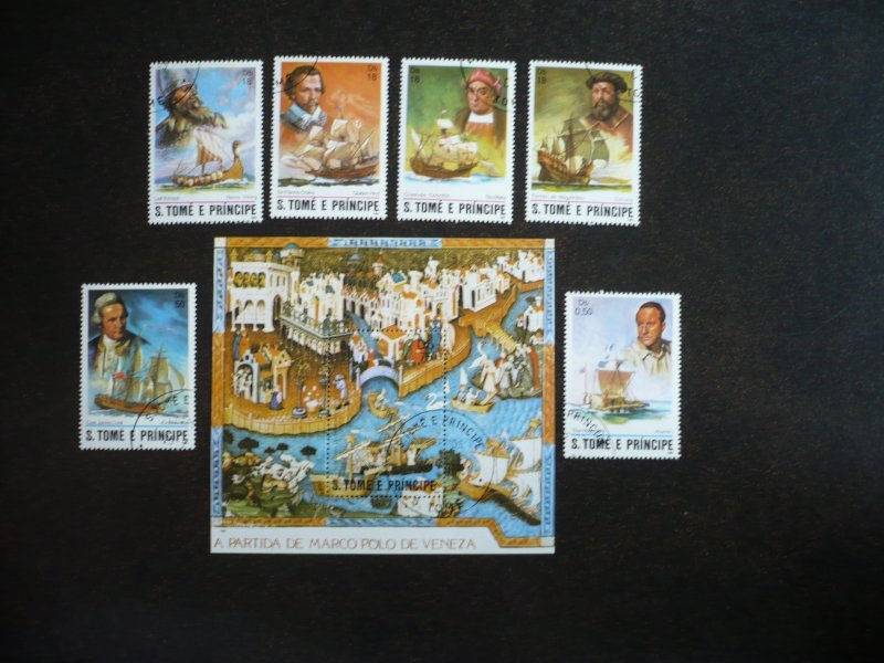 Stamps- St. Thomas & Prince-Scott#671-674-CTO Set of 6 Stamps + 1 Souvenir Sheet