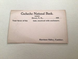 U. S. Cochecho National Bank Dover N. H.  1899 postal card 67094