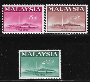 Malaysia 1965 National Mosque at Kuala Lumpur Sc 15-17 MNH A2304