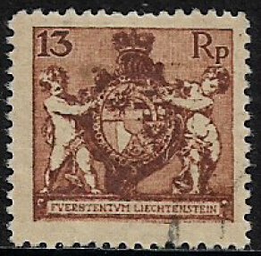Liechtenstein #60 Used Stamp - Coat of Arms With Supporters