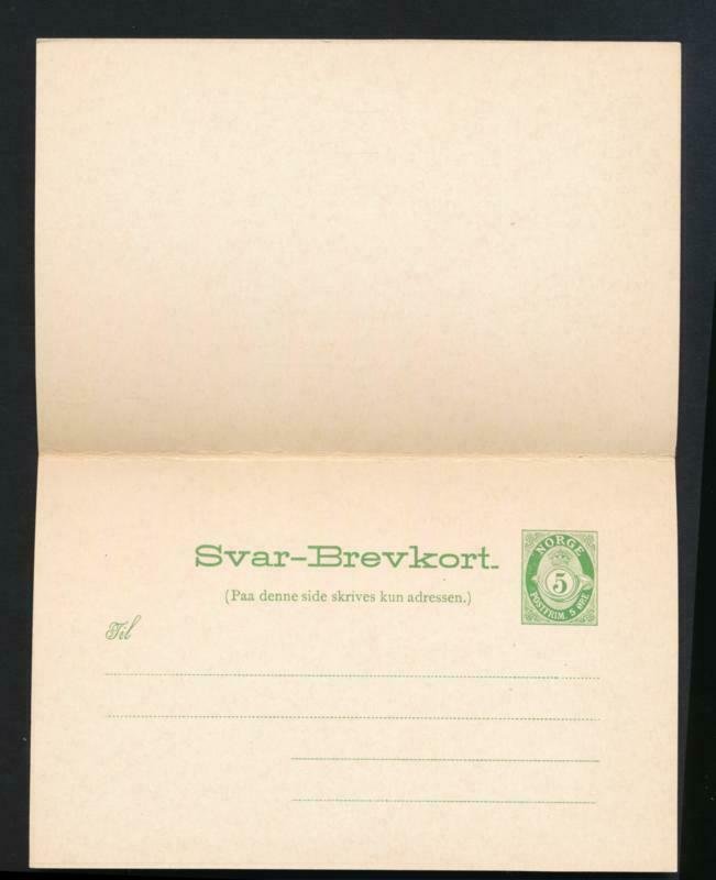 NORWAY Mi. P51 POSTAL STATIONERY POSTAL CARD 5+5 PAID REPLY