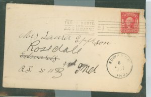 US 319 terre haute, ind., 1907, edwards, ind. backstamped twice, edwards, & rosedale, Ind., nice cover, machine cancel