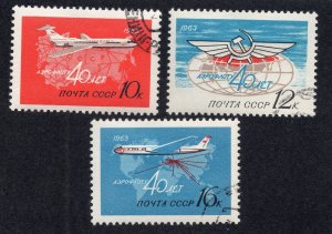 Russia 1963 Set of 3 Aeroflot, Scott C101-C103 CTO, value = 75c