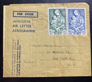 1954 Tullamore Ireland Air Letter Cover To New York USA
