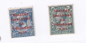 IRELAND Sct # 9-10 VF-MH KGV ISSUES WITH GAELIC O/PRINTS CAT VALUE $48+