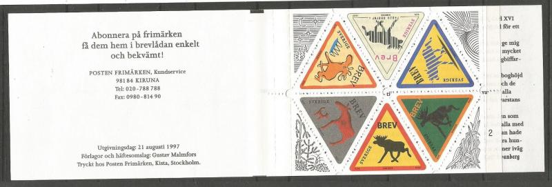 SWEDEN 2245a, MNH STAMPS, COMPLETE BOOKLET,1 EACH #2240-2245, SWEDISH ELK