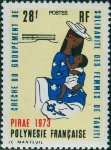 French Polynesia 1973 Sc#274,SG171 28f Polynesian Mother and Child MLH