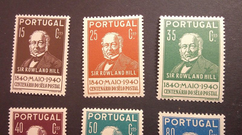 Portugal 1940 Scott# 591-598 Mint XF Hinged pencil# on backs Complete set of 8