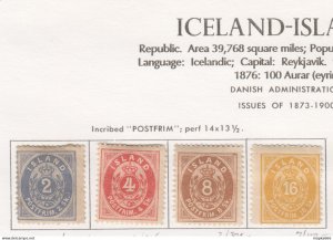 Sp601 1873 Iceland Crown Inscribed 'Postfrim' Perf 14X13.5, 14X12.5 Michel #1...